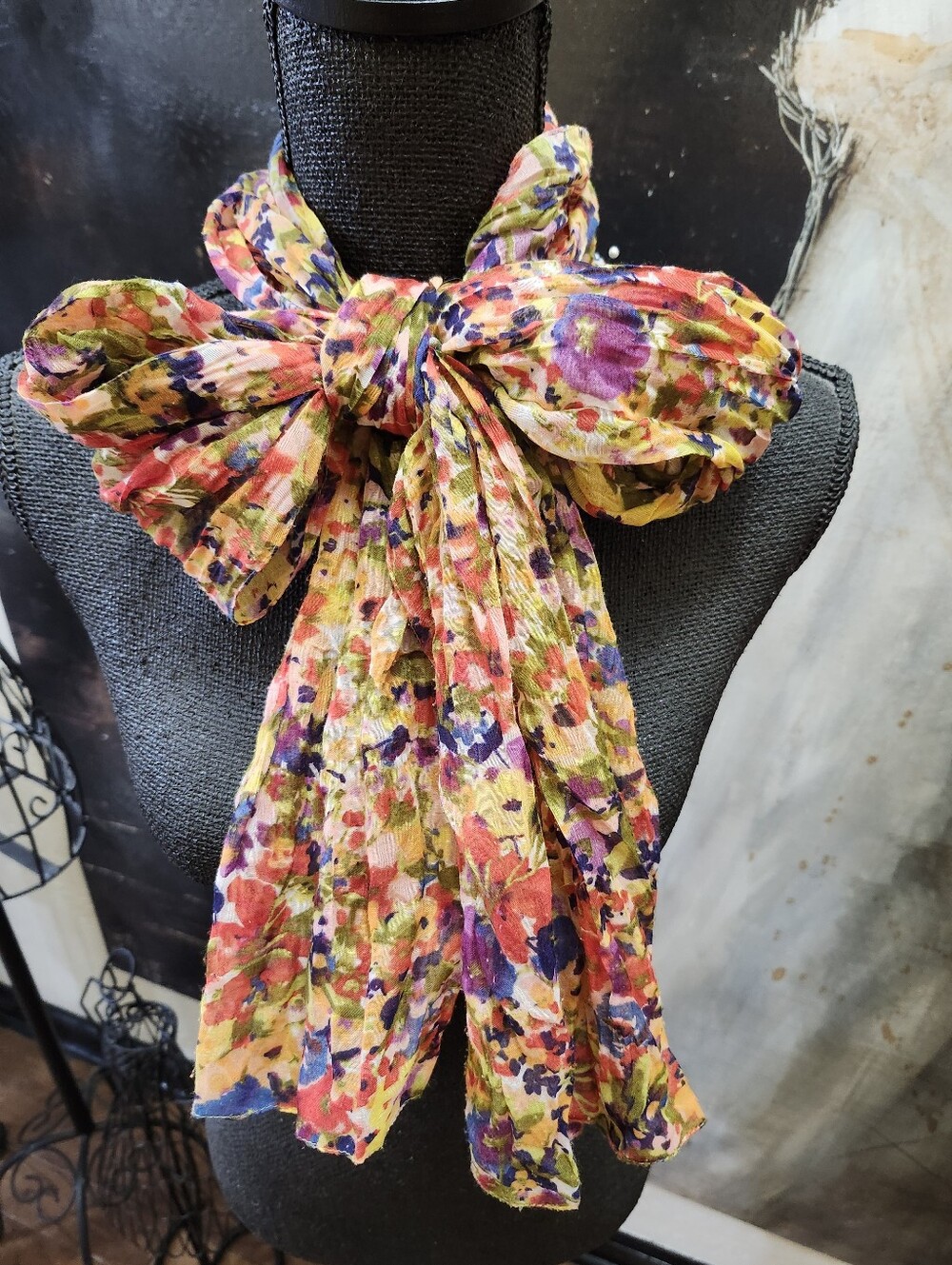 Watercolor Floral Print Scarf